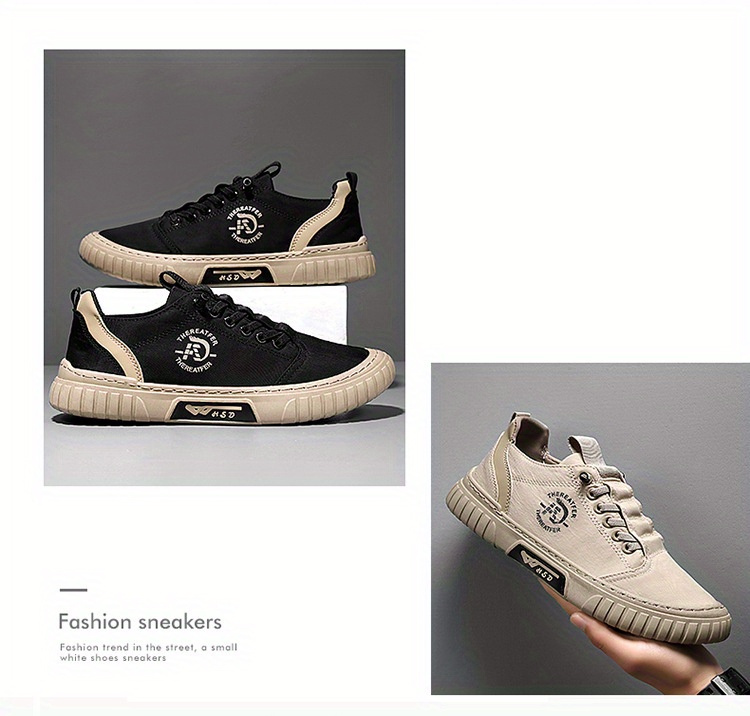 mens solid canvas skate shoes comfy non slip casual sneakers for mens outdoor activities details 0